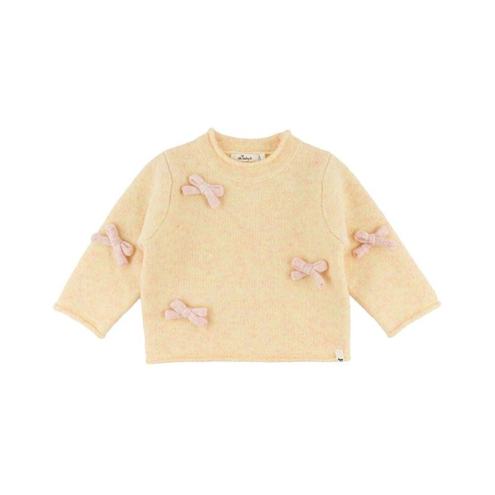 Oh Baby! Girls  Bows Fuzzy Roll-Edge Knitted Pullover